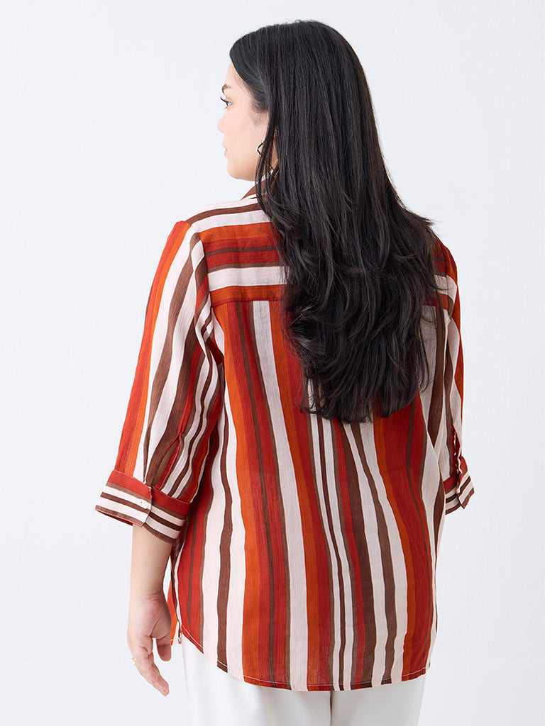 Gia Rust Striped Cotton Shirt