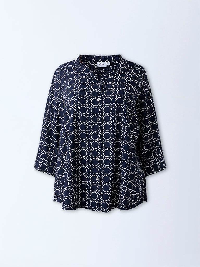 Gia Navy Printed Shirt