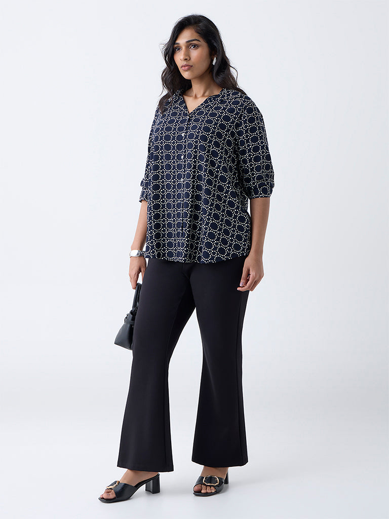 Gia Navy Printed Shirt