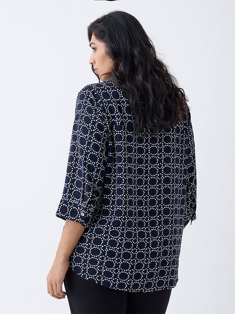 Gia Navy Printed Shirt