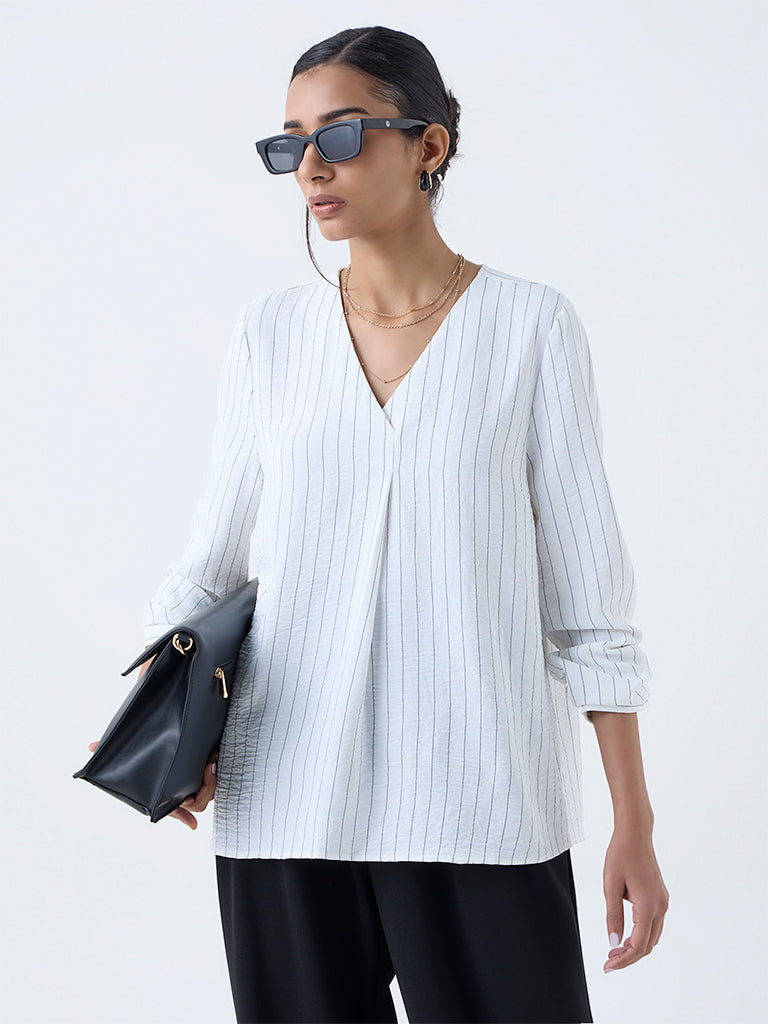 Wardrobe White Striped Top