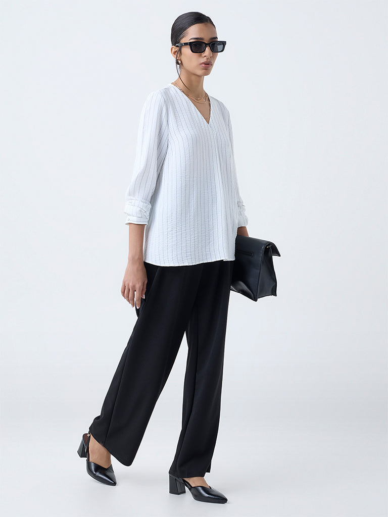 Wardrobe White Striped Top