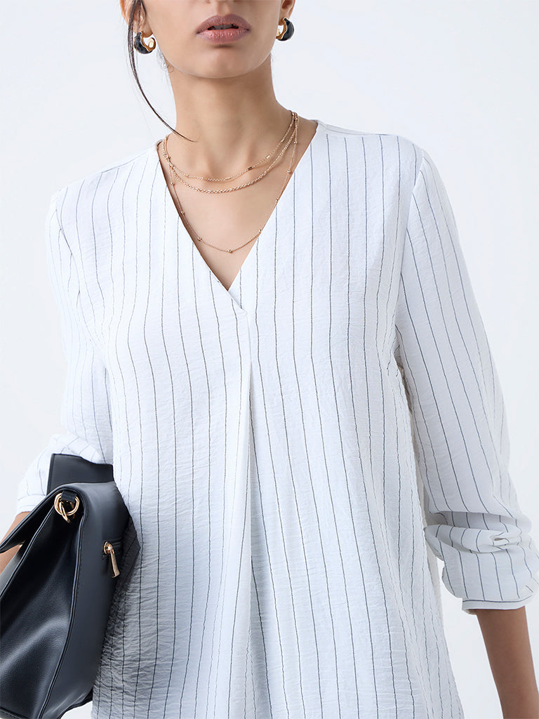 Wardrobe White Striped Top