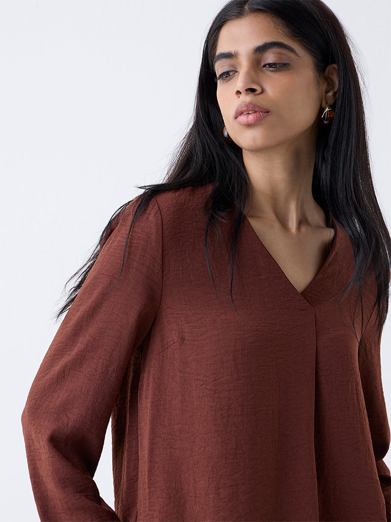 Wardrobe Brown Crinkled Blouse