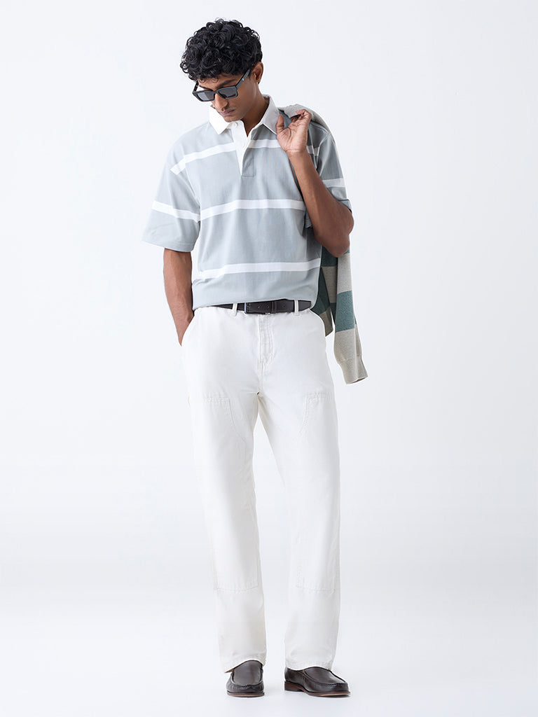 WES Casuals Sage Relaxed Fit Cotton-Blend Polo T-Shirt
