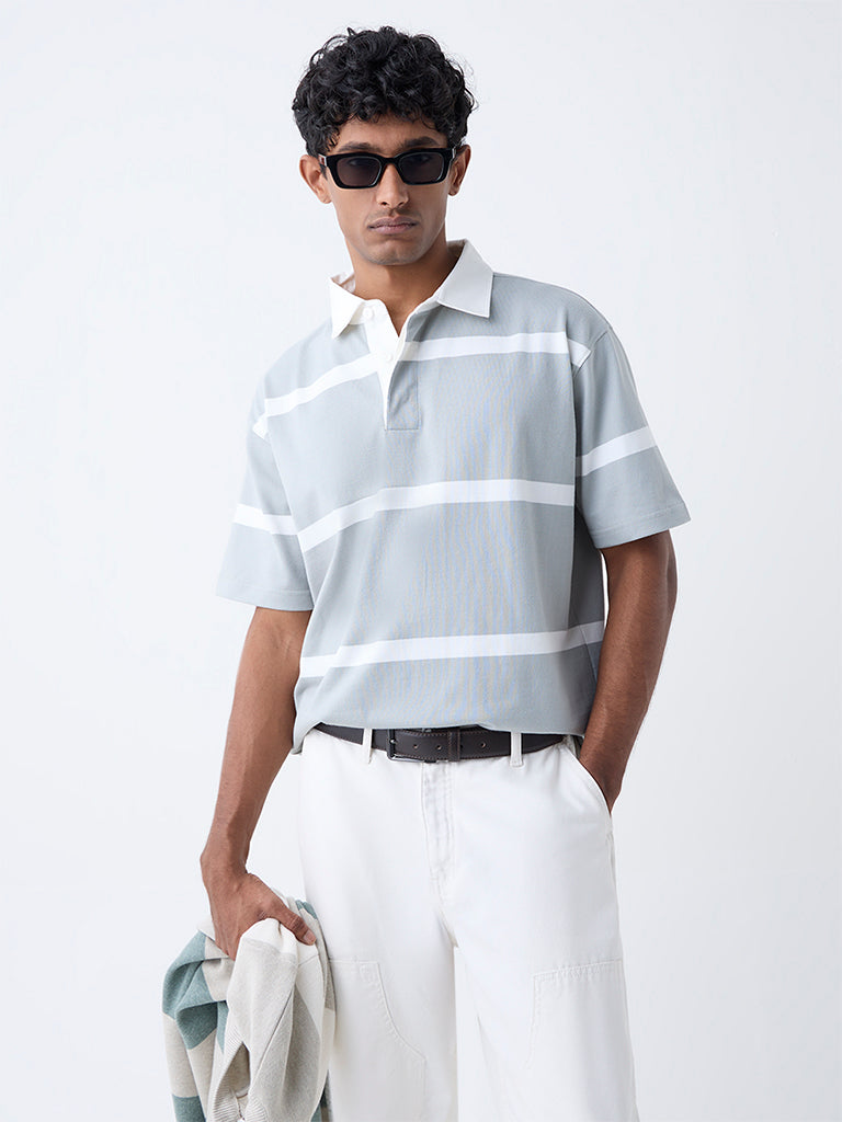 WES Casuals Sage Relaxed Fit Cotton-Blend Polo T-Shirt