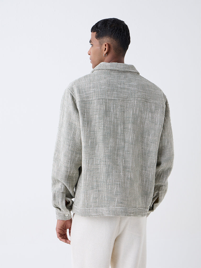 ETA Grey Woven-Textured Relaxed Fit Cotton Jacket