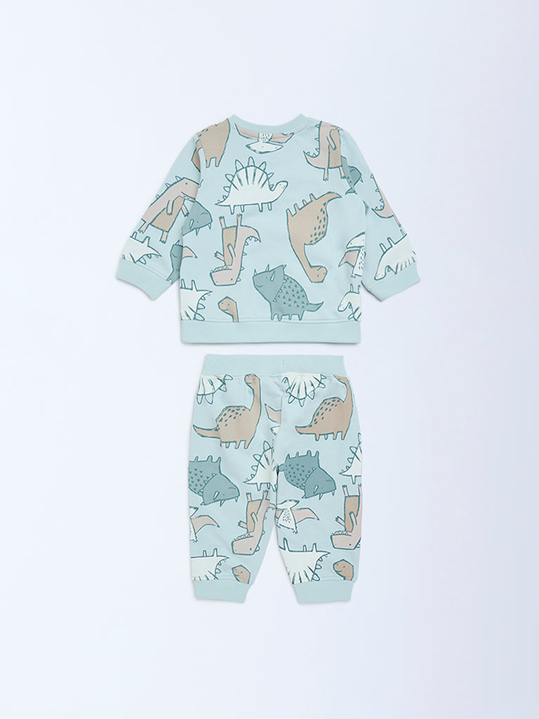 HOP Baby Mint Dinosaur Pattern Sweatshirt and Joggers Set