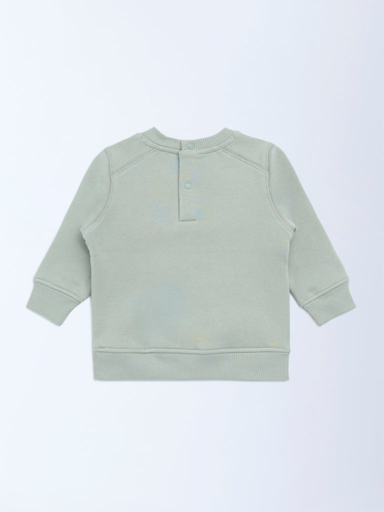 HOP Baby Boys Sage Embroidered Cotton-Blend Sweatshirt
