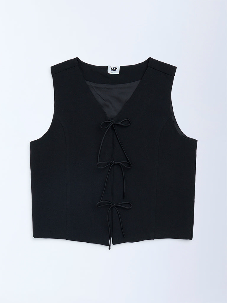 Débardeur Cropped New Look Fille 10-11 Ans - Noir - Mélange Coton