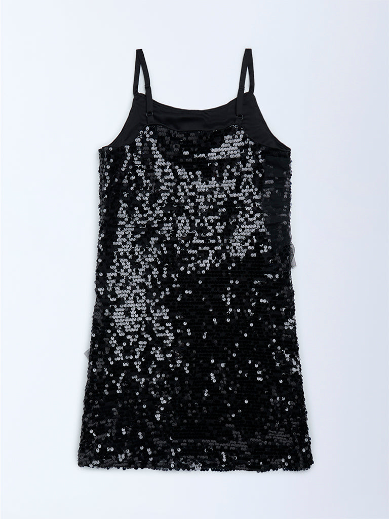 Buy Y&F Kids Girls Black Sequin Embellished Party Dress from Westside