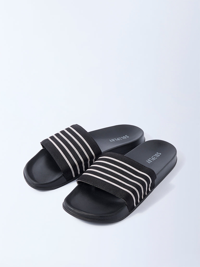 SOLEPLAY Black Stripe-Detailed Pool Slides