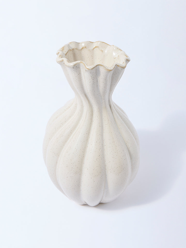 Westside Home Off-White Abstract Ceramic Vase