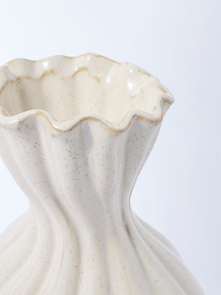 Westside Home Off-White Abstract Ceramic Vase