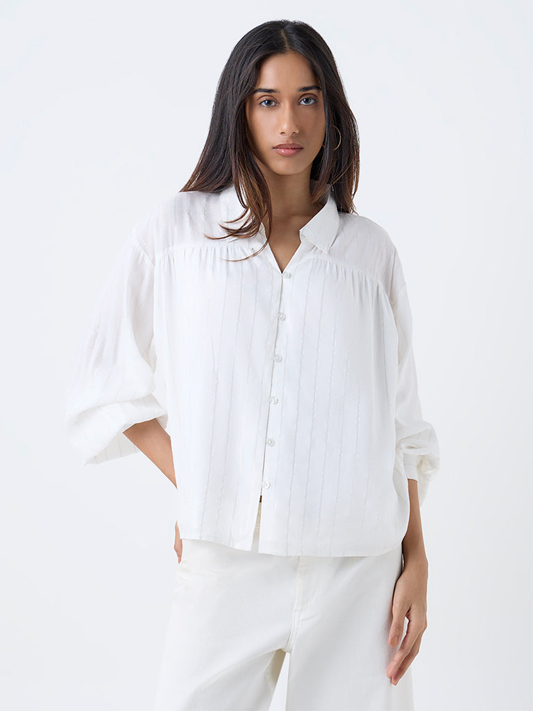 LOV Off-White Striped Blouse