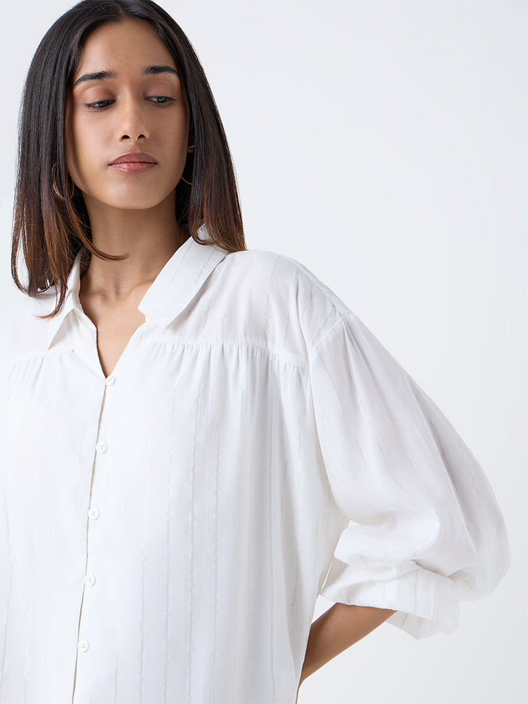 LOV Off-White Striped Blouse