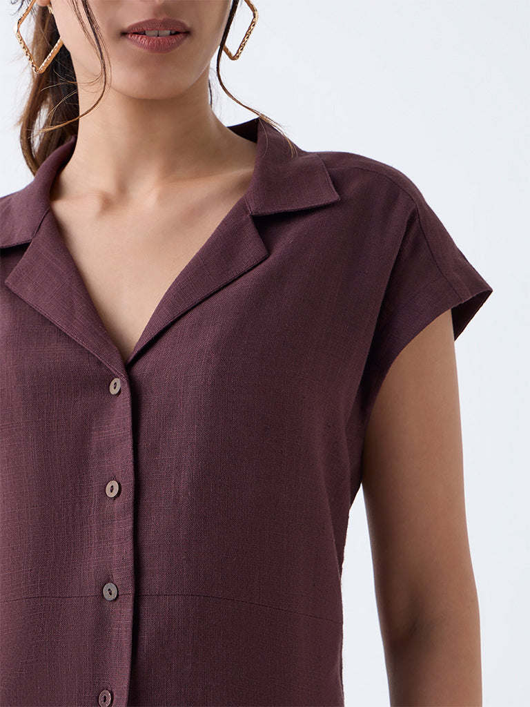 LOV Dark Brown Solid Shirt