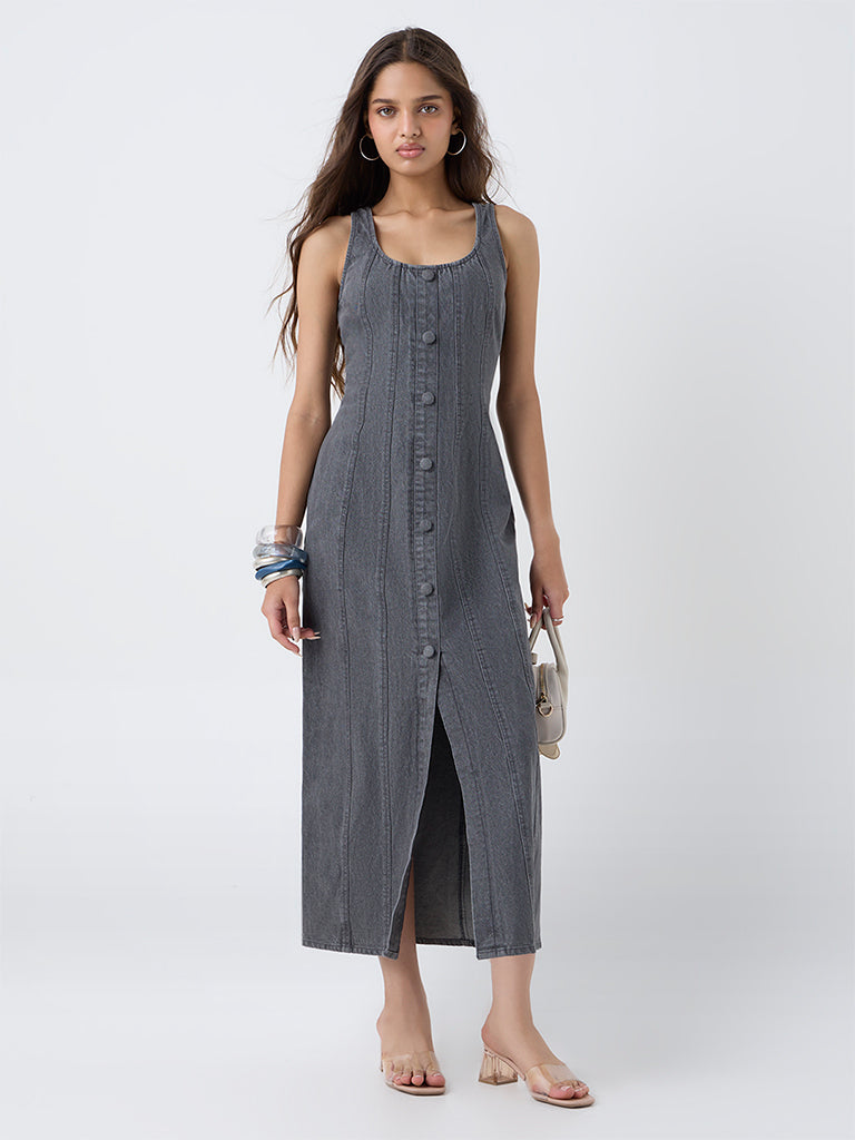 grey denim dress Buy LOV Grey Denim A-Line Dress from Westside
