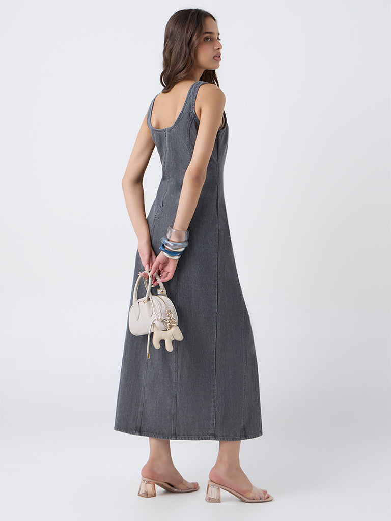 Buy LOV Grey Denim A-Line Dress from Westside Buy LOV Grey Denim A-Line Dress from Westside