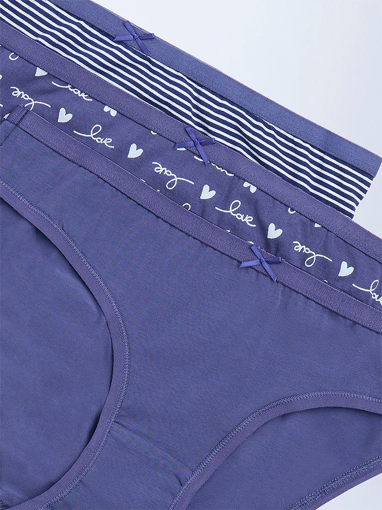 Wunderlove 3-Pack Cotton-Blend Bikini Briefs