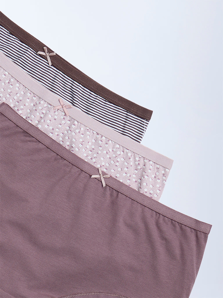 Wunderlove 3-Pack Printed Cotton-Blend Briefs