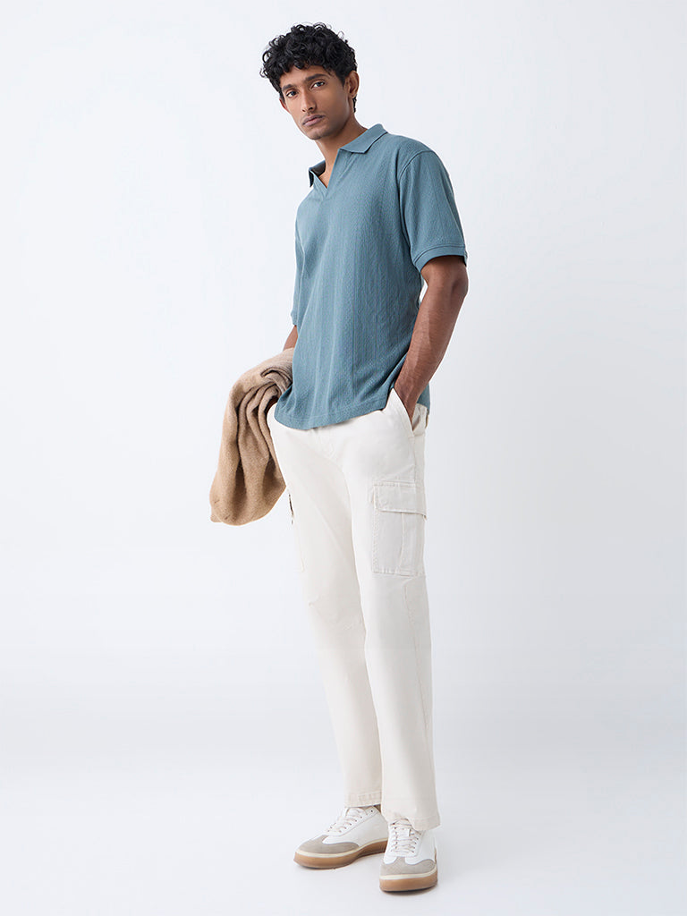 WES Casuals Sage Textured Relaxed-Fit Polo T-Shirt