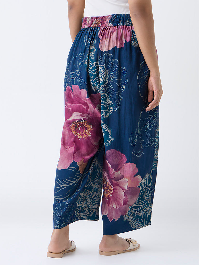 Diza Indigo Floral Printed Pants