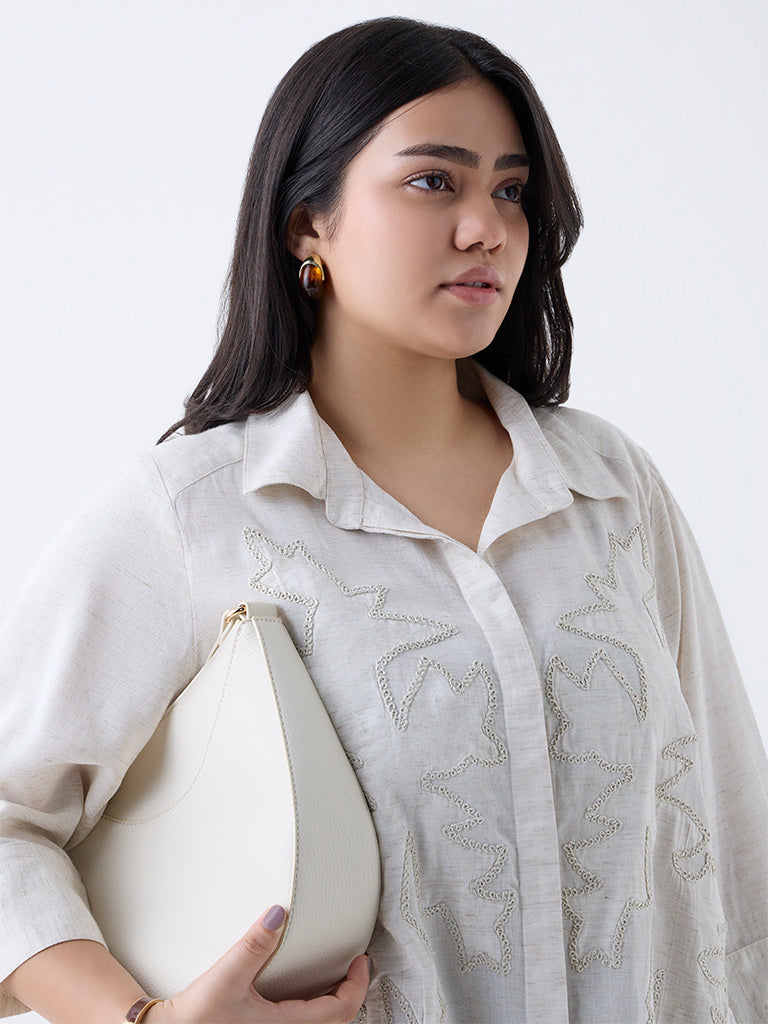 Gia Off-White Embroidered Shirt