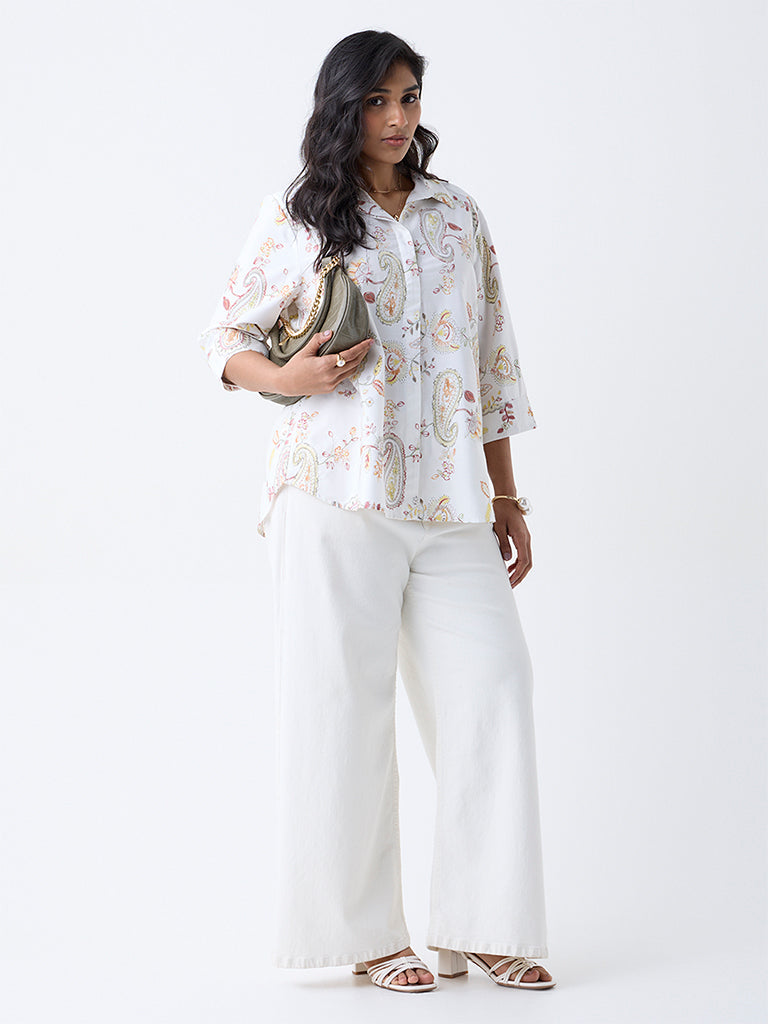 Gia Off-White Paisley Detailed Shirt