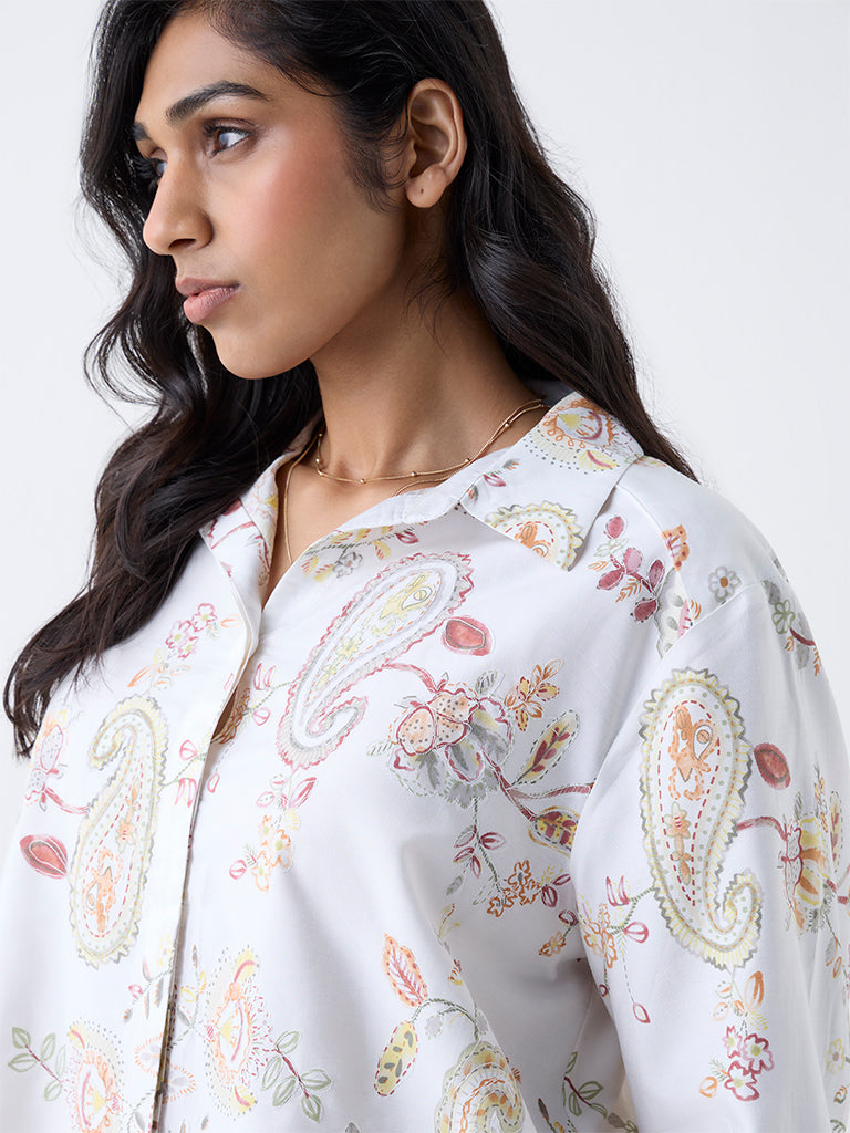 Gia Off-White Paisley Detailed Shirt