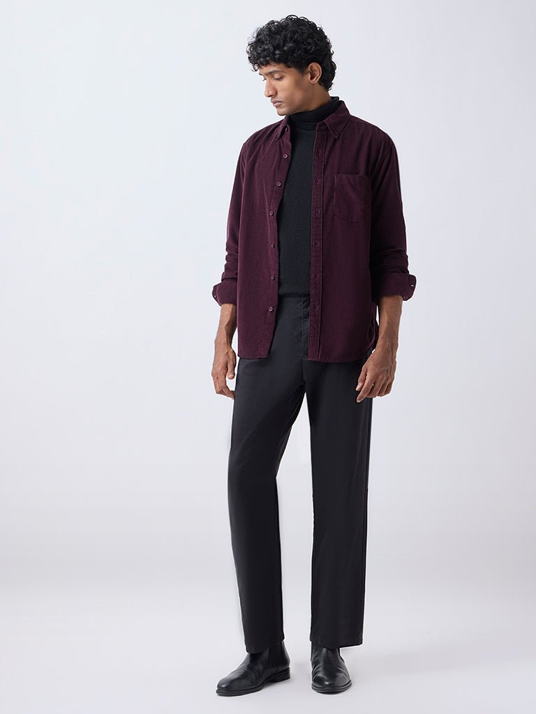 WES Casuals Wine Relaxed-Fit Corduroy Shirt