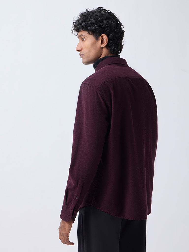 WES Casuals Wine Relaxed-Fit Corduroy Shirt