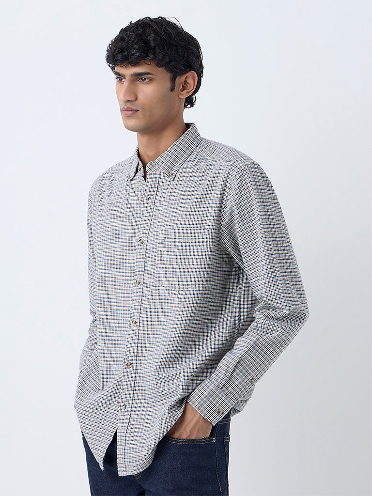 WES Casuals Multicolour Checks Relaxed-Fit Cotton Shirt