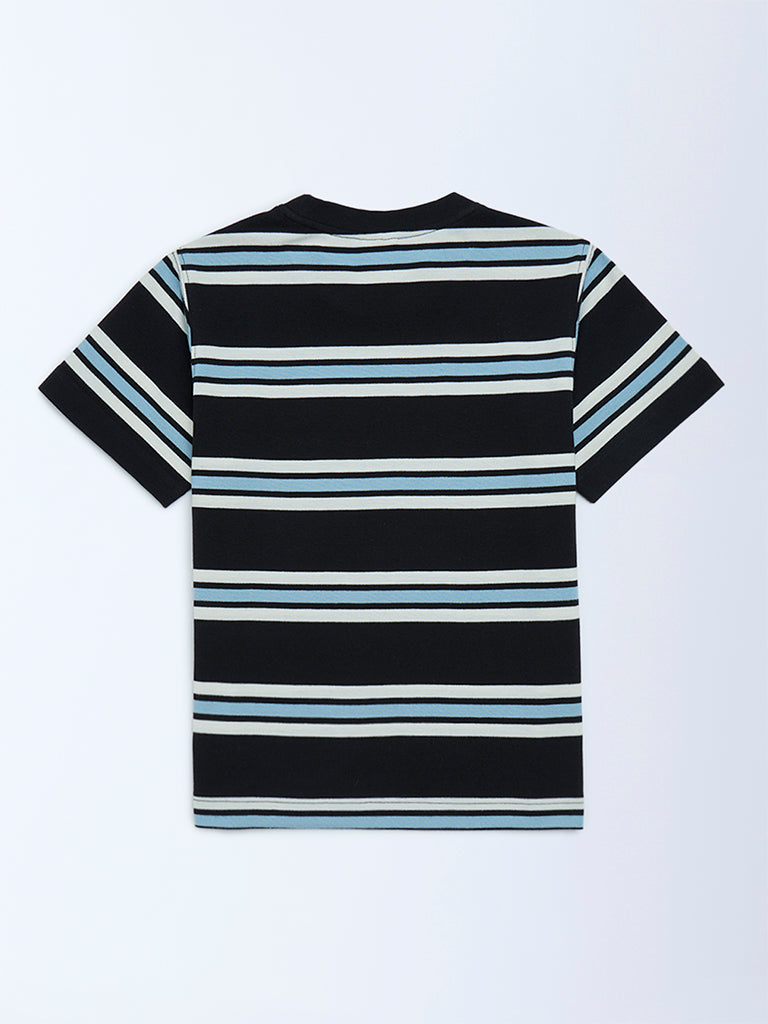 Y&F Kids Boys Multicolour Striped Cotton T-Shirt