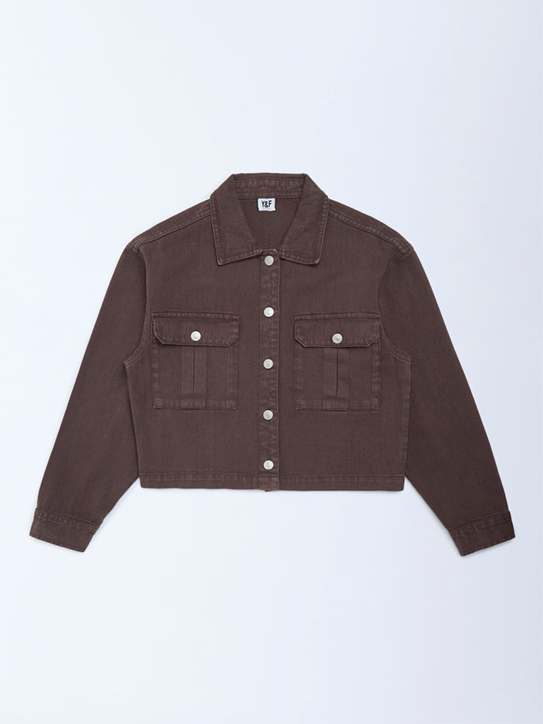 Girls Dark Brown Denim Jacket