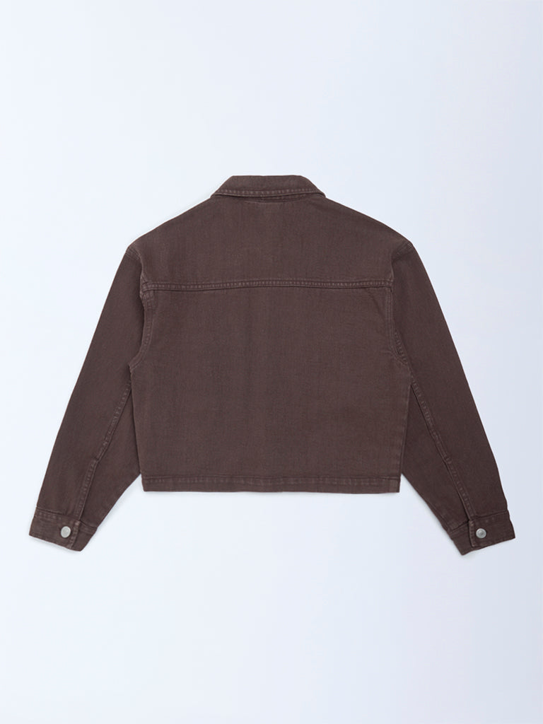 Girls Dark Brown Denim Jacket
