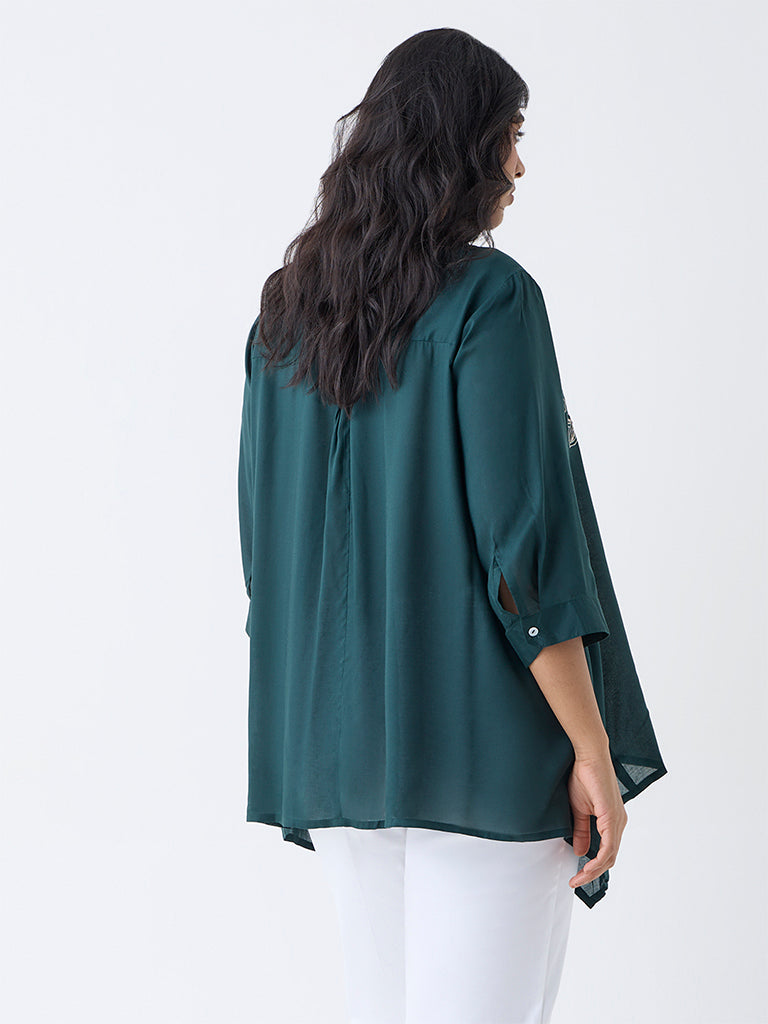 Diza Green Floral Embellished Tunic