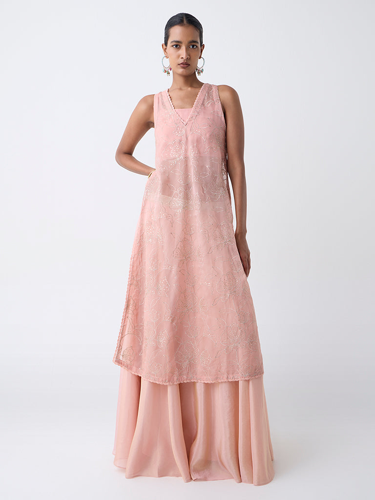 Vark Pink Embellished Maxi Skirt