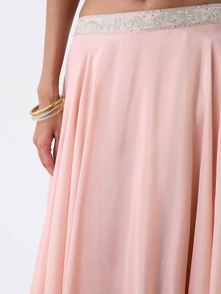 Vark Pink Embellished Maxi Skirt