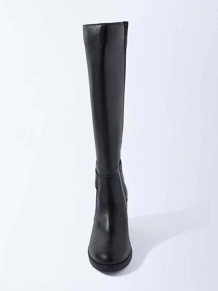 LUNA BLU Black Tall Leather Boots
