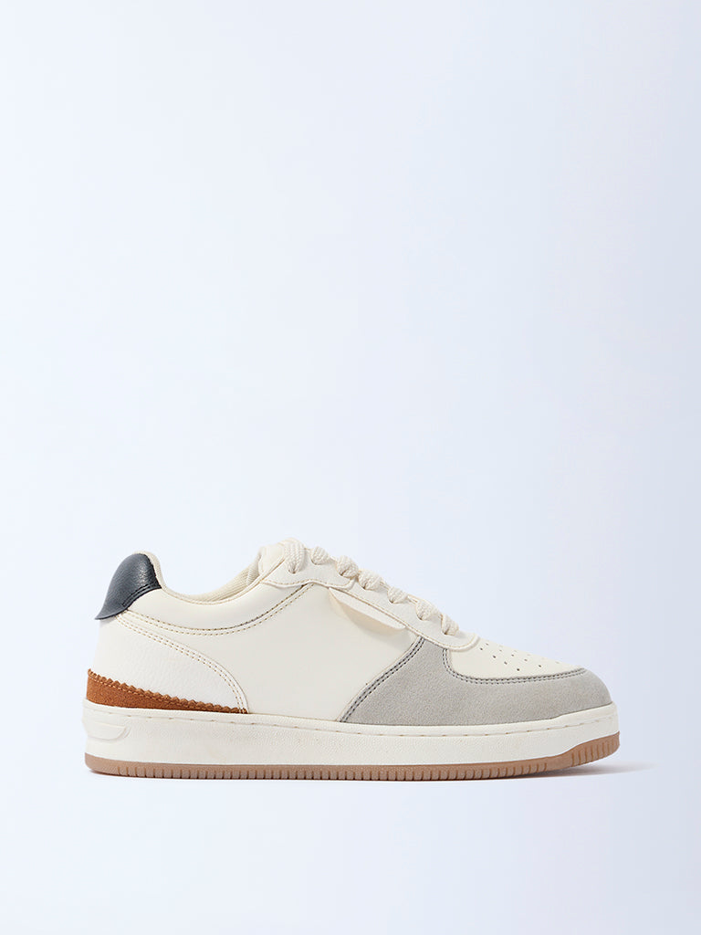 LUNA BLU Cream Perforated Suede Sneakers