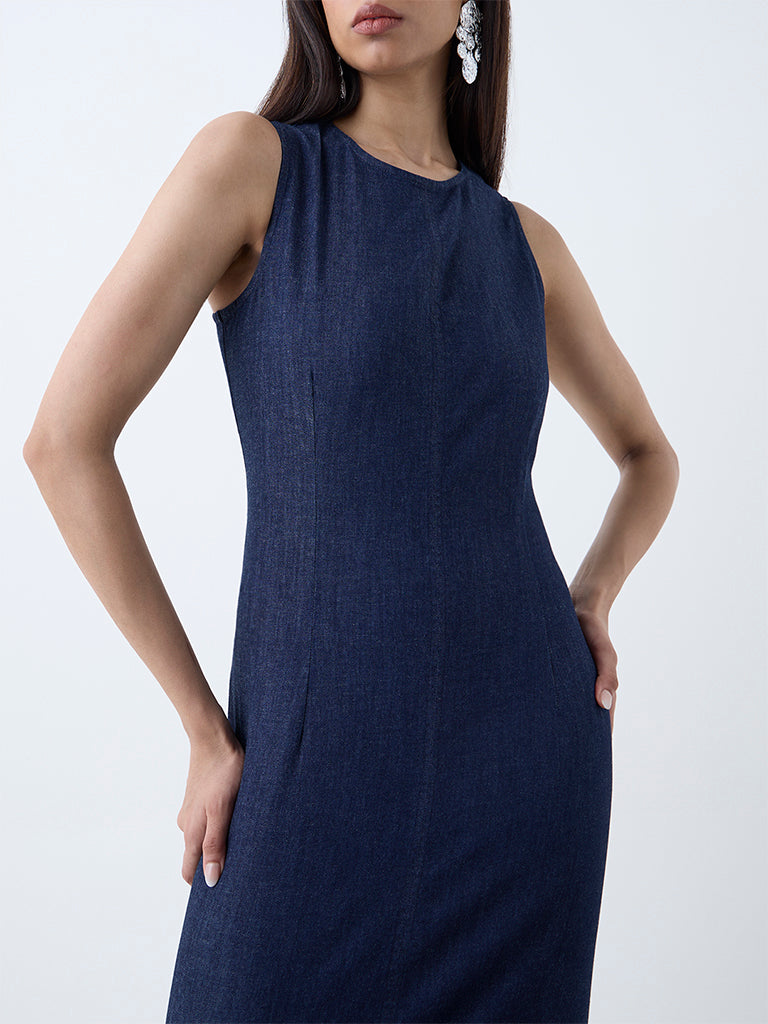 Wardrobe Navy Denim Sheath Dress