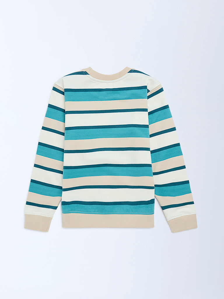 HOP Kids Boys Multicolour Striped Cotton Sweatshirt