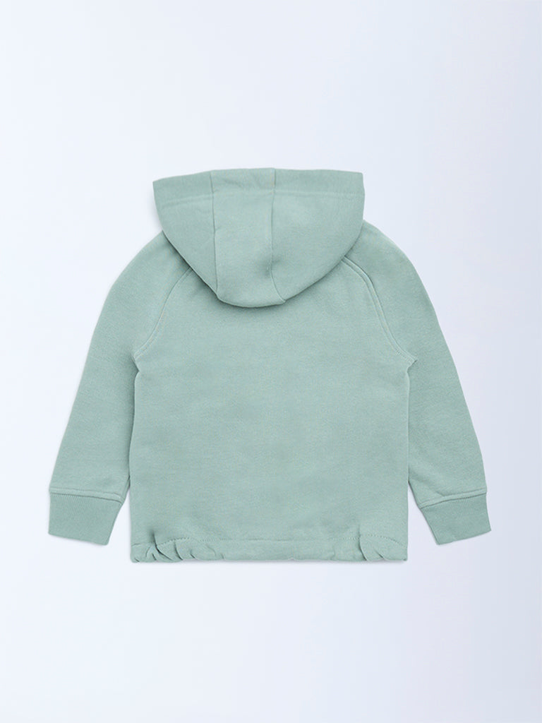 HOP Kids Boys Sage Typographic Cotton-Blend Hoodie