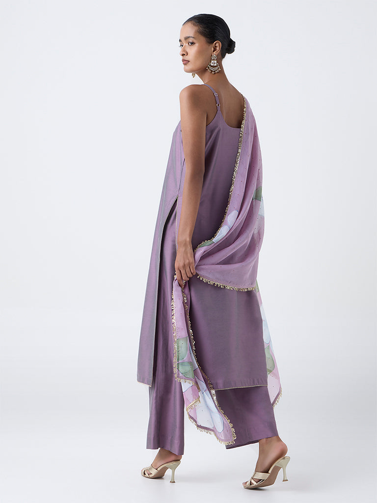 Vark Mauve Solid A-Line Ethnic Set