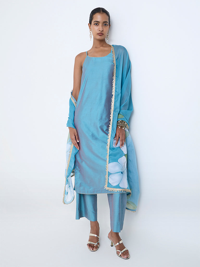 Vark Aqua Solid A-Line Ethnic Set