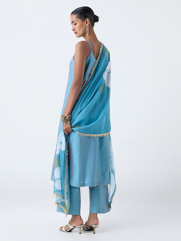 Vark Aqua Solid A-Line Ethnic Set
