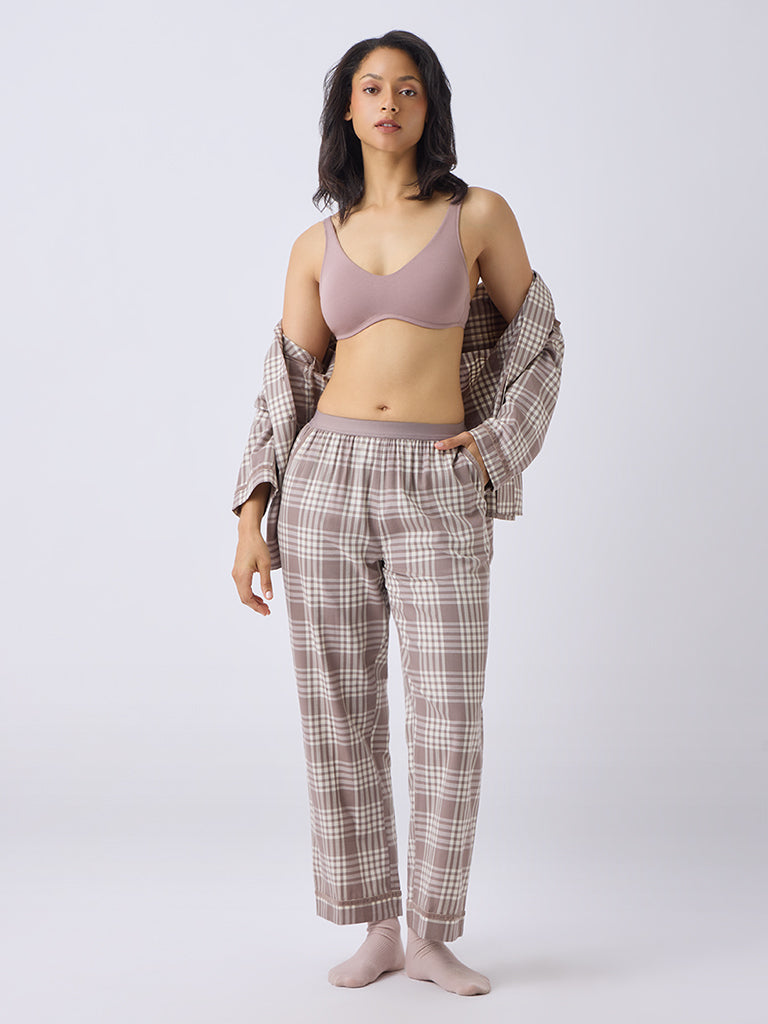 Wunderlove Dusty Mauve Cotton-Blend Padded Bra