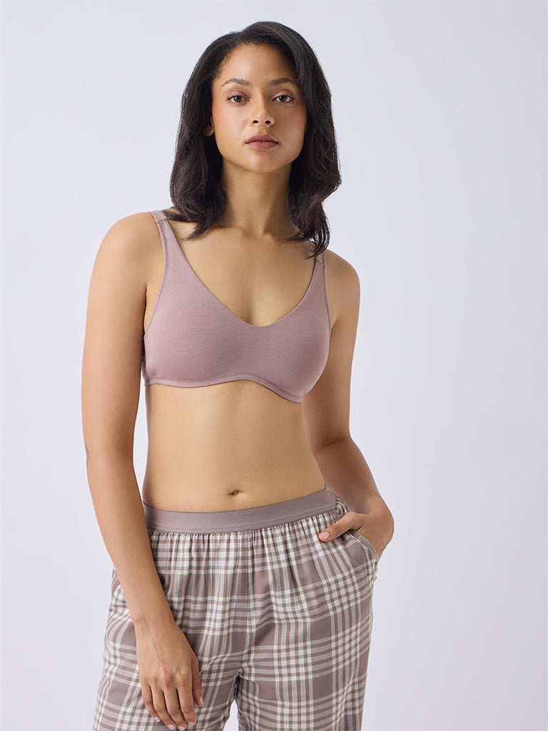 Wunderlove Dusty Mauve Cotton-Blend Padded Bra
