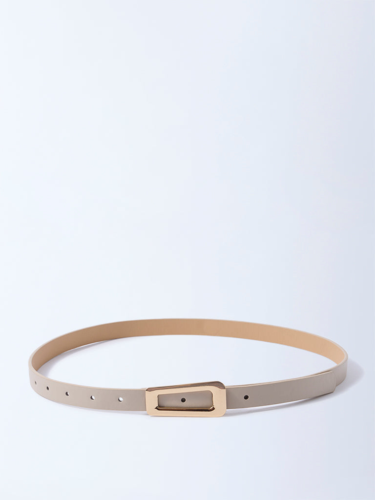 Westside Accessories Beige Triangle Buckle Belt